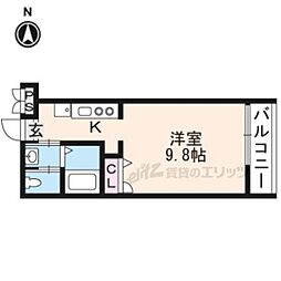 LaVita二条月光 1Kの間取図画像