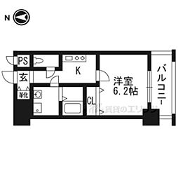 アスヴェル京都外大前 1Kの間取図画像