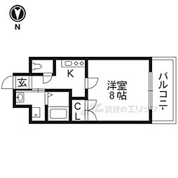 ティムゥル九条 1Kの間取図画像