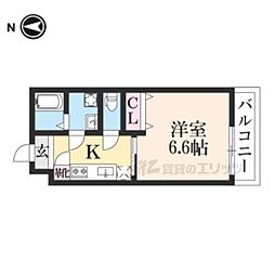 プール・トゥジュール東福寺 1Kの間取図画像