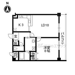 リーガル京都河原町五条 1LDKの間取図画像