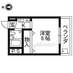 プレジデント河合 1Kの間取図画像