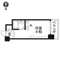 朝日プラザ高瀬川 ワンルームの間取図画像