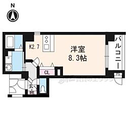 プレサンス京都五条大橋レジェンド ワンルームの間取図画像