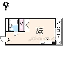 プレアール伏見深草2 1Kの間取図画像