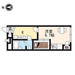 レオパレス二条城北 1Kの間取図画像
