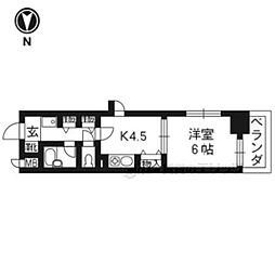 エスリード四条河原町 1DKの間取図画像