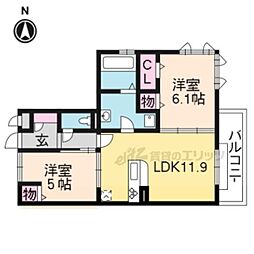 コンフォールZENW棟 2LDKの間取図画像