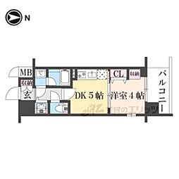 ベラジオ雅び京都七条ウエストII 1DKの間取図画像