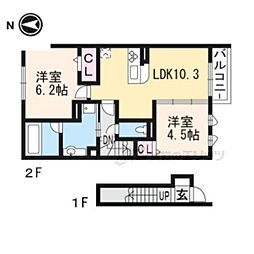 センテンス 2LDKの間取図画像