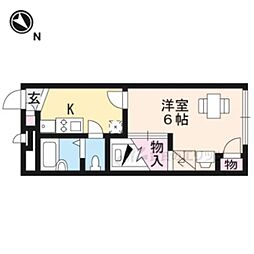 レオパレス西京 1Kの間取図画像