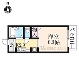 ハイツコウナン 1Kの間取図画像
