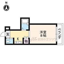 フレーヴァー深草2 1Kの間取図画像
