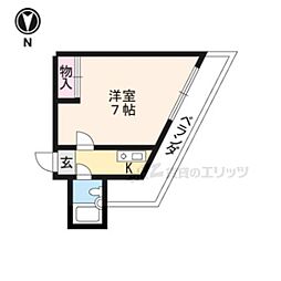 シティハウス丹波橋 1Kの間取図画像