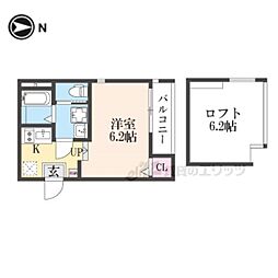 ハーモニーテラス稲荷悠園 1Kの間取図画像