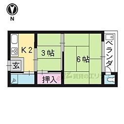 ヤマニ荘 2Kの間取図画像