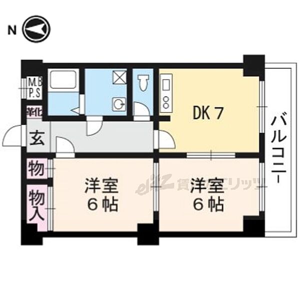 パークサイド岡崎 503｜京都府京都市左京区岡崎西天王町(賃貸マンション2DK・5階・43.74㎡)の写真 その2