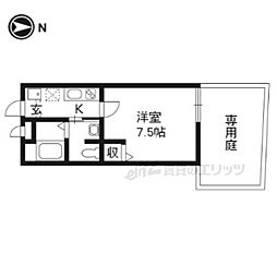 フラッティ堀川高辻 1Kの間取図画像