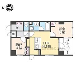 京都地下鉄東西線 二条駅 徒歩12分の賃貸マンション 3階1LDKの間取り
