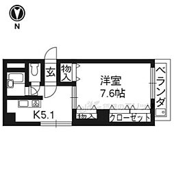 ファーストコート東山三条 2階1DKの間取り