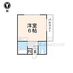 ヴィラ御陵 1Kの間取図画像