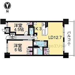 アークレジデンス中京四条大宮 2LDKの間取図画像