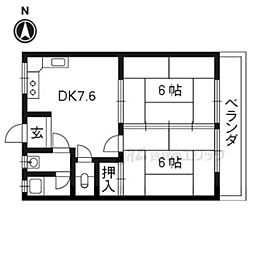 タナカマンション 2DKの間取図画像