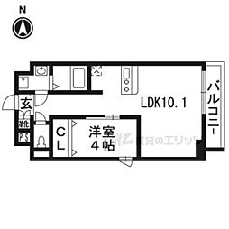 プレサンス京都四条烏丸響 1LDKの間取図画像