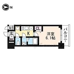 プレサンスTHEKYOTO吉祥院 1Kの間取図画像