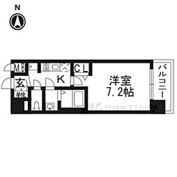 プレサンスTHEKYOTO華苑 1Kの間取図画像