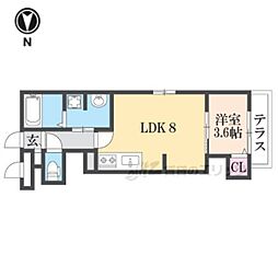 シエーナ御前五条 1LDKの間取図画像