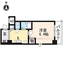 プレサンス京都烏丸御池2 1Kの間取図画像