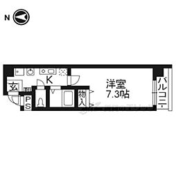 五条・高倉ヴィブレ2 1Kの間取図画像