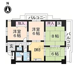 パラーティー中村 4DKの間取図画像