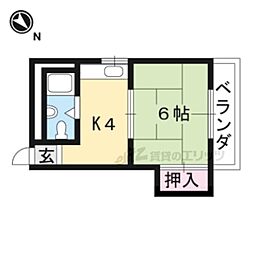Stable勧修寺 1Kの間取図画像