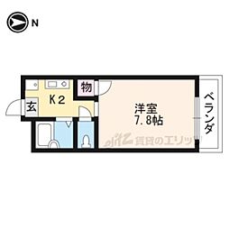 銀頂ハイツ 1Kの間取図画像