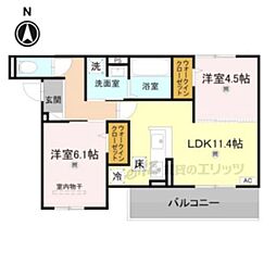 スペチアーレくいな橋 2LDKの間取図画像