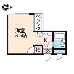エクセル竹田 1Kの間取図画像