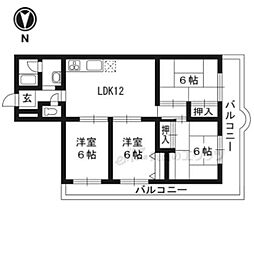 ルネ・シャンポール山科 4LDKの間取図画像