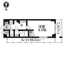 アスヴェル京都二条駅前2 1Kの間取図画像