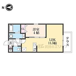 京都市南区東九条南松ノ木町アパート 1LDKの間取図画像