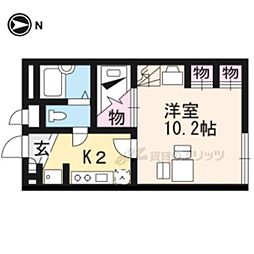 レオパレス北野 1Kの間取図画像