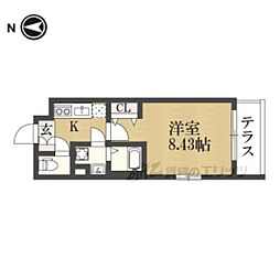 ヴィラ京大北 1Kの間取図画像