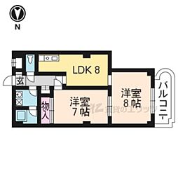 グレースコート洛 2DKの間取図画像