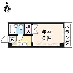 北白川ガーデンパレス 1Kの間取図画像