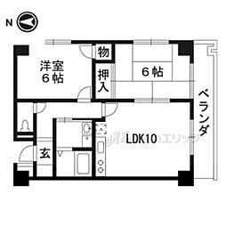 プェネリジェール西五条2 2LDKの間取図画像