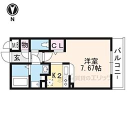 P1NE館6鞠小路 ワンルームの間取図画像