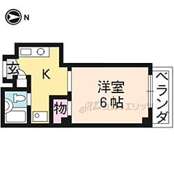 シャンボール今出川 1Kの間取図画像