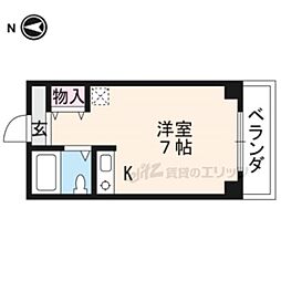 コーポ出町柳 1Kの間取図画像