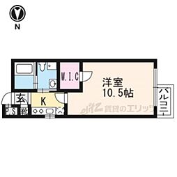 グランコスモ出町 1Kの間取図画像